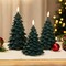 Northlight Flickering LED Flameless Christmas Tree Wax Candles - 7.25" - Green - Set of 3